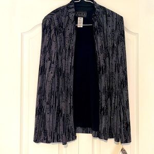 ALEX EVENINGS PARTY JACKET SIZE: M COLOR: BLK/WHT